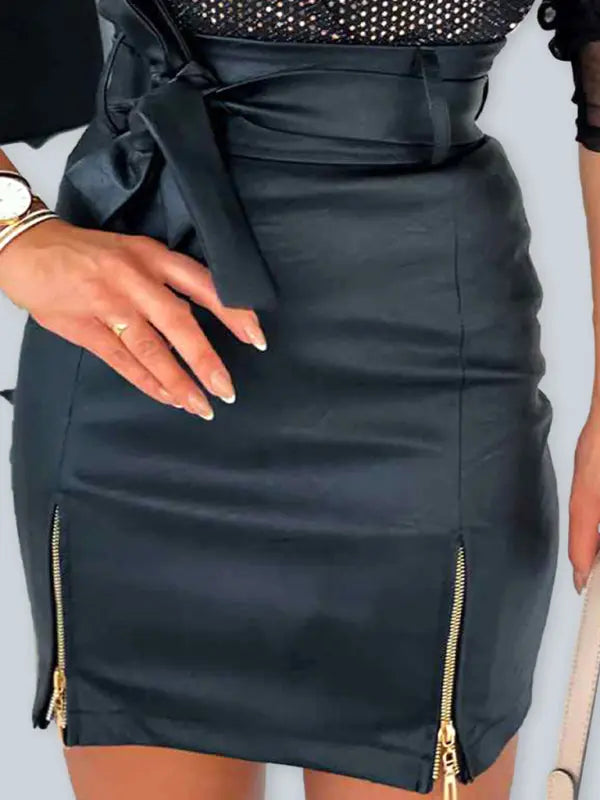 Jupe à fermeture éclair avec ceinture 