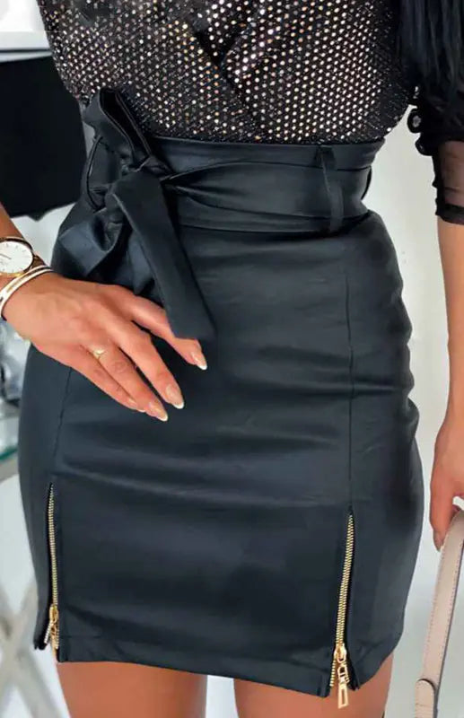 Jupe à fermeture éclair avec ceinture 