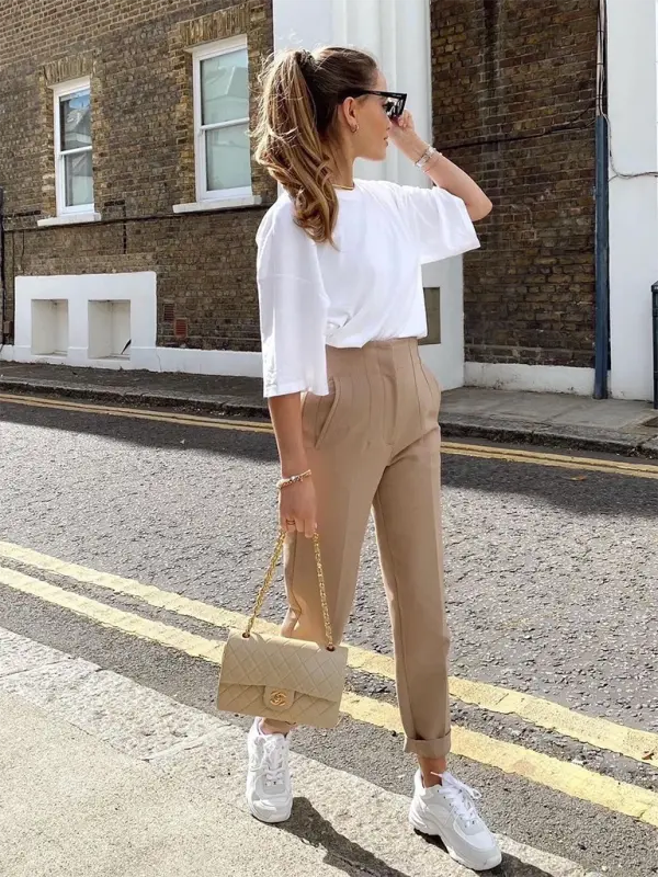 Pantalon taille haute 